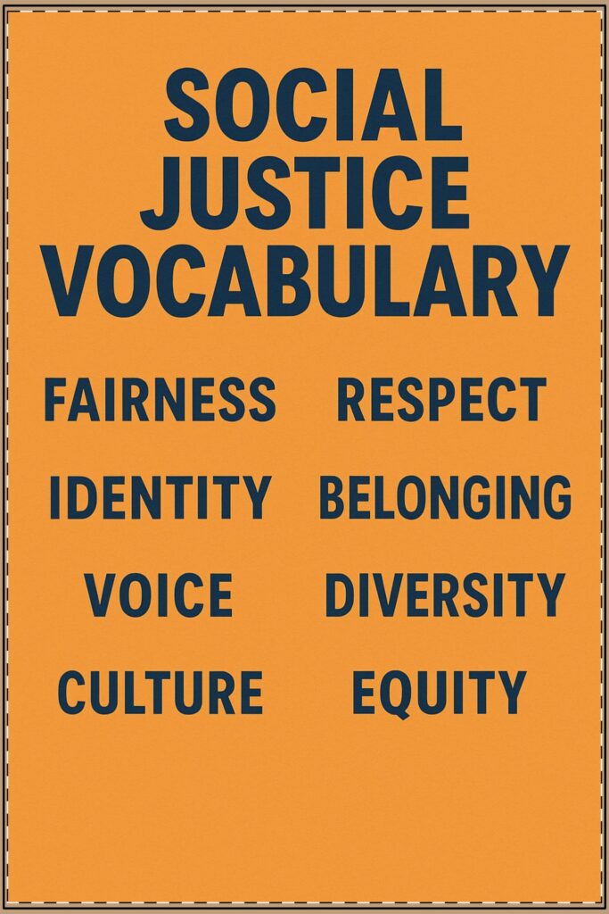 Social Justice Basic Vocabulary Poster (Classroom & Home Decor)