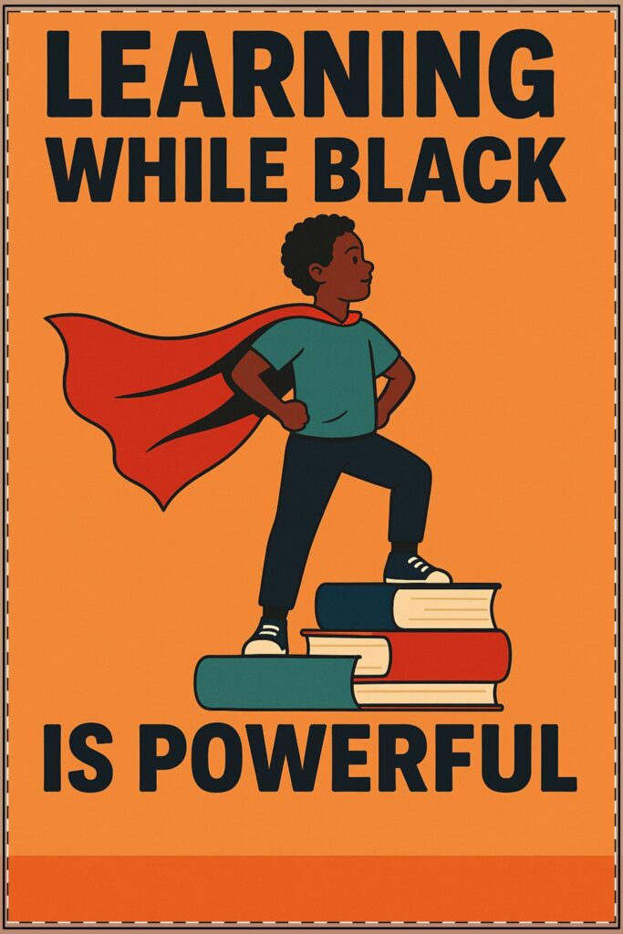 Learning While Black Male Poster (Classroom & Home Decor)