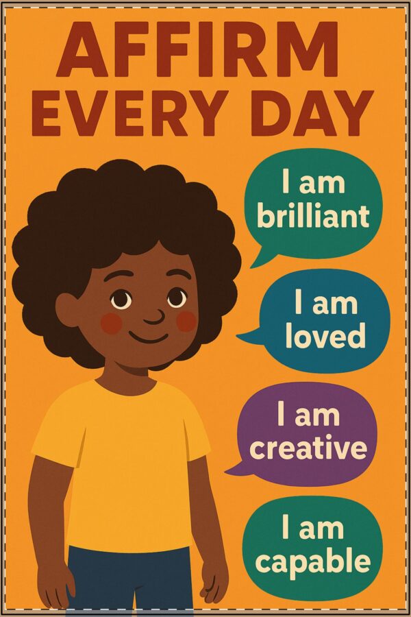 Empower Her Voice: Black Learners Matter Too Affirmation Poster (Female Edition) - Image 2