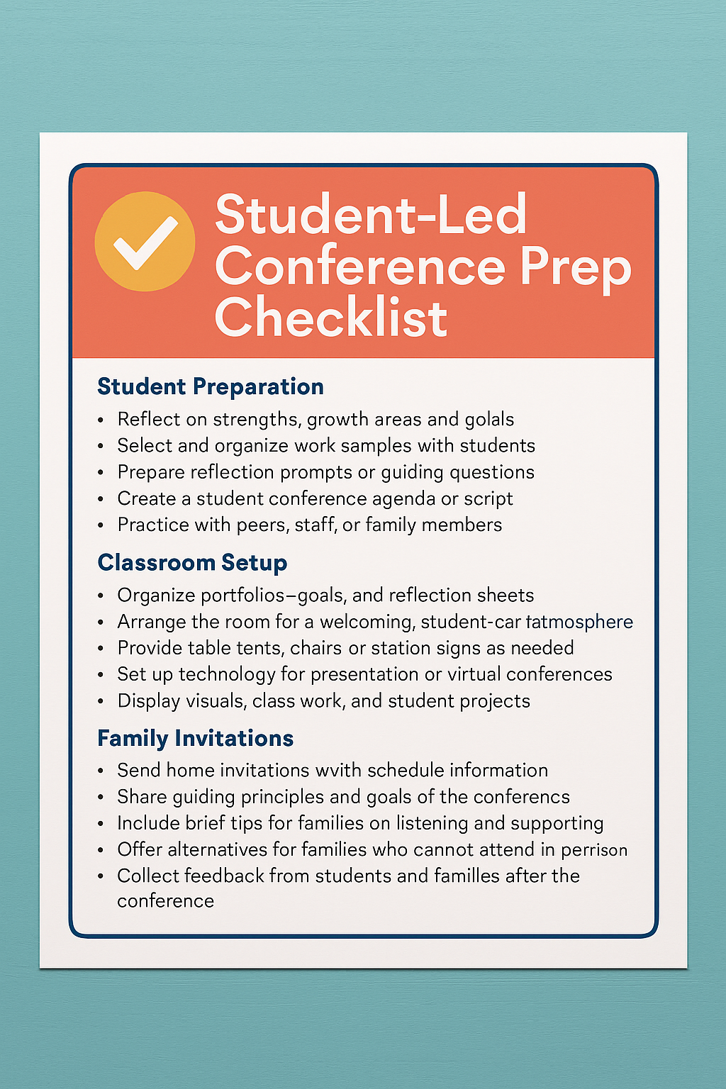 Student-Led Conference Prep Checklist