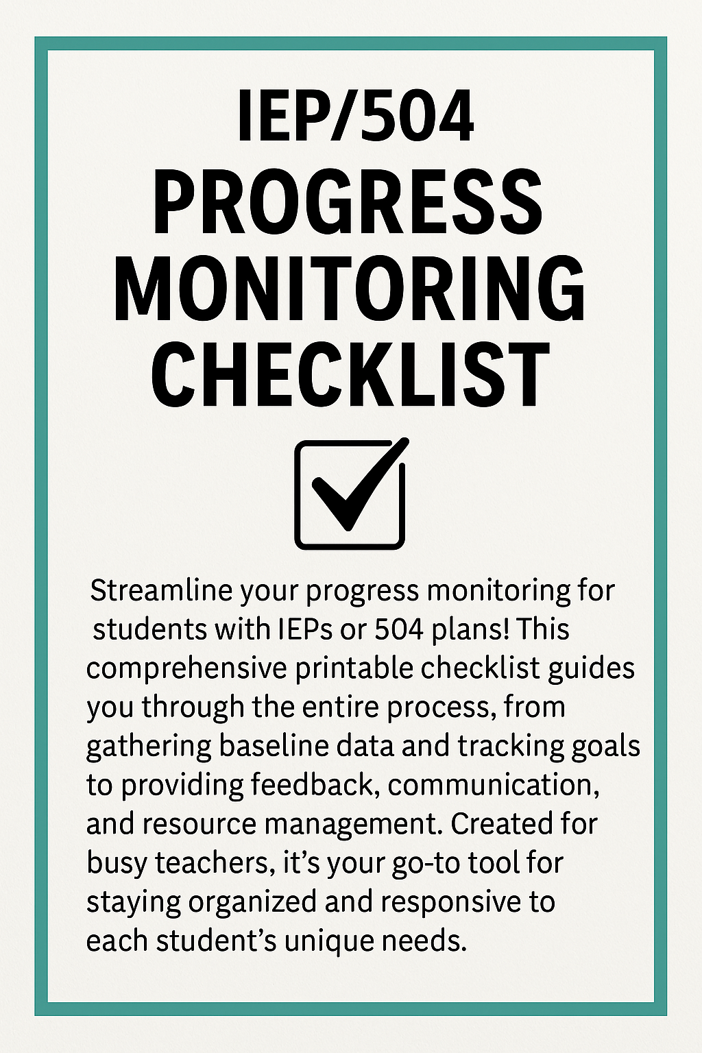 IEP/504 Progress Monitoring Checklist